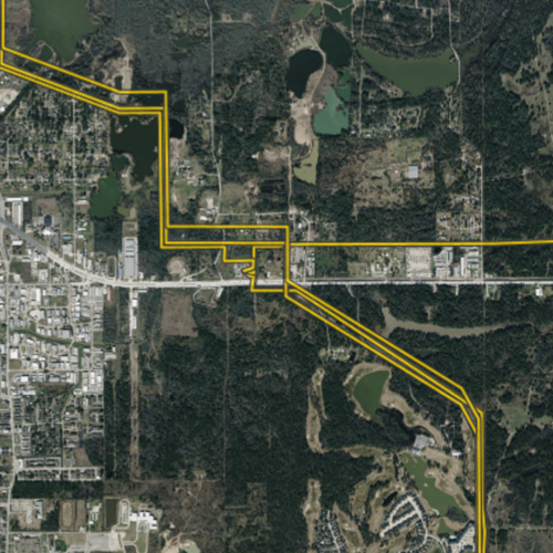 Mapped boundary lines overlaid on aerial imagery